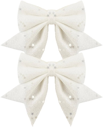 LAALU Set of 2 Bows: White Bows 12 × 13cm - Ribbon Bow - Main image
