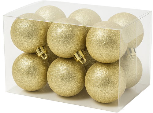 LAALU Set of 12 Decorations: Gold Ornaments Mix 4cm - Christmas Ornaments - Main image