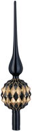 LAALU Black-and-Gold Glass Christmas Tree Topper 31cm - Christmas Ornaments