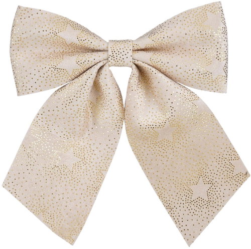 LAALU Cream Bow with Gold Pattern 28 × 34cm - Ribbon Bow - Main image