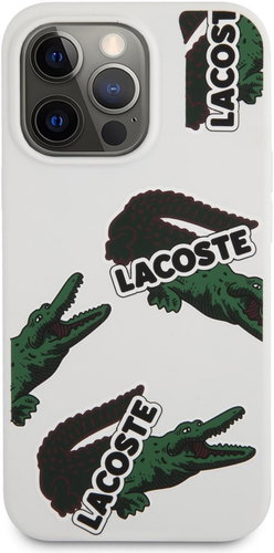 Lacoste Liquid Silicone Allover Pattern Cover for Apple iPhone 13 Pro White - Phone Cover - Main image