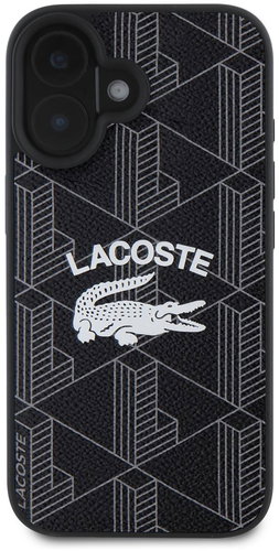 Lacoste Blend Monogram MagSafe Back Cover for iPhone 16 Black - Phone Cover - Main image
