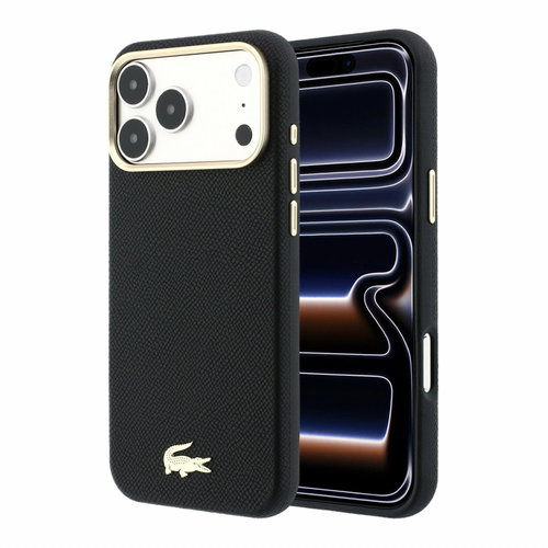Lacoste PU Leather Champs Elysees Gold Logo MagSafe pro iPhone 18 Pro Max Black - Protective Case - Main image