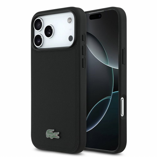 Lacoste PVC Iconic Petit Pique Metal Logo MagSafe pro iPhone 18 Pro Max Black - Protective Case - Main image