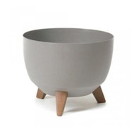 LAMELA Květináč ROMA ECO WOOD, průměr 24 cm, mísa na nožkách, šedý - Flower Pot