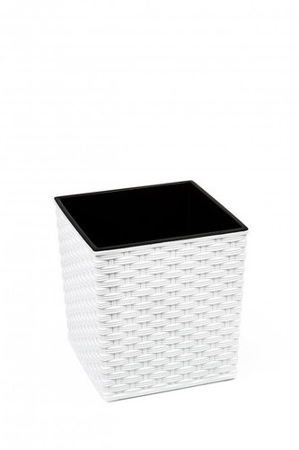 LAMELA Flowerpot JUKA RATAN 19 x 19cm, height 19.5cm, white - Flower Pot - Main image