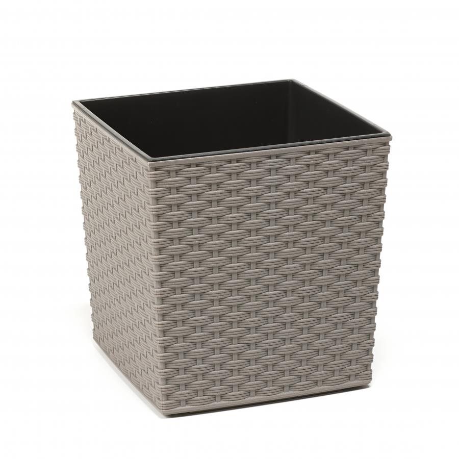 LAMELA JUKA ECO WOOD RATAN virágcserép, 25×25 cm, 26 cm magas, szürke