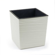LAMELA Flowerpot JUKA DLUTO - indented, 300 × 300 mm, cream - Flower Pot
