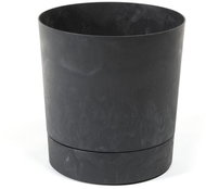 Lamela Flowerpot AURA + bowl 38 cm, black concrete effect - Flower Pot