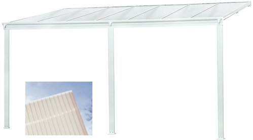 LANITPLAST Aluminium pergola WALL 43 white + opal PC - Pergola - Main image