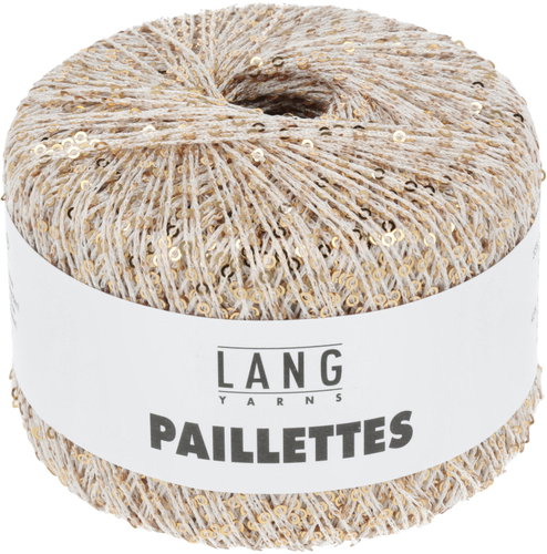 LANG YARNS Paillettes Sequin Effect Yarn, 25g, White-Gold - Yarn - Main image