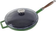 LAVA METAL Cast Iron Pan with Wooden Handle and Glass Lid 24cm - Green - Pan