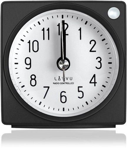 LAVVU Rádiem řízený budík s funkcí Stop Second Hand, černý - Alarm Clock - Main image