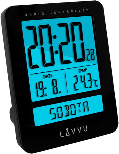LAVVU Duo Digitální budík řízený rádiovým signálem, s češtinou, černý - Alarm Clock - Main image