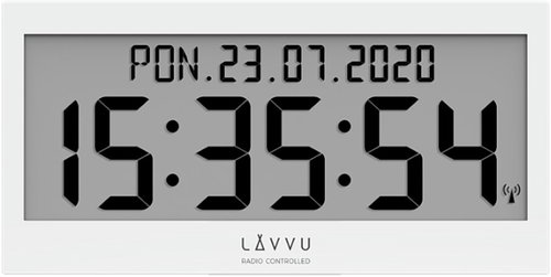 LAVVU Modig Digitální hodiny s češtinou, řízené rádiovým signálem, bílé - Wall Clock - Main image