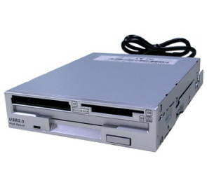 FDD YEONG YANG INF-71 3.5"/ 1.44 MB, stříbrná (silver), interní se čtečkou 7v1 přes USB2.0 - Floppy Disk Drive - Main image