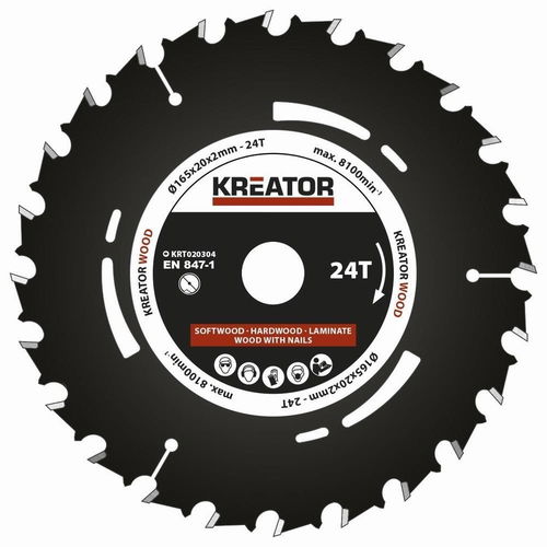 KREATOR Pilový kotouč pro ponorné pily 165mm, 24T KRT020304 - Pilový kotouč - Hlavní obrázek