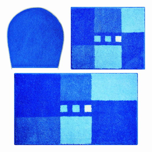 LineaDue MERKUR Set 3 pcs (Lid, 40x50cm without Cutout + 50x80cm) SET, Blue - Toilet Mat - Main image
