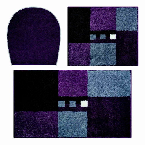 LineaDue MERKUR Set 3 pcs (Cover, 40x50cm without Cutout + 50x80cm) SET, Berry - Toilet Mat - Main image