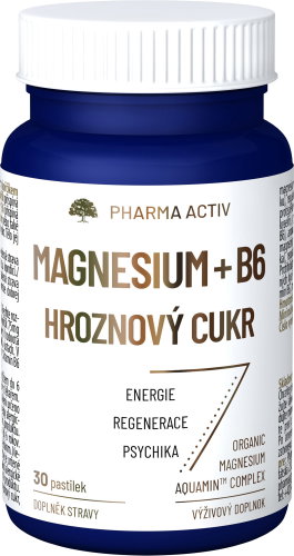 Pharma Activ Magnesium + B6 hroznový cukr 30 pastilek Main image Pharma Activ Magnesium + B6 hroznový cukr 30 pastilek - Magnesium - Main image
