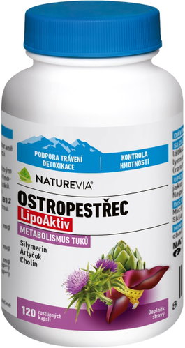 NatureVia Ostropestřec LipoAktiv 120 kapslí Main image NatureVia Ostropestřec LipoAktiv 120 kapslí - Milk Thistle - Main image
