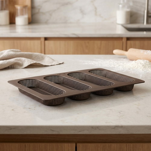 Silicone Baguette Baking Tin, Brown - Baking Mould - Main image