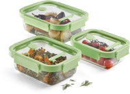Lékué Rectangular Glass Food Container Set, green - Food Container Set