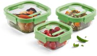 Lékué Sada skleněných obdélníkových dóz na potraviny Square Glass Set, zelená - Food Container Set