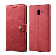 Lenuo Leather tok Samsung Galaxy J6+ készülékhez, piros - Mobiltelefon tok
