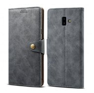 Lenuo Leather tok Samsung Galaxy J6+ készülékhez, szürke - Mobiltelefon tok