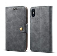 Lenuo Leather na iPhone X/Xs, sivé - Puzdro na mobil