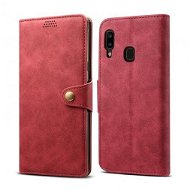 Lenuo Leather tok Samsung Galaxy A20e készülékhez, piros - Mobiltelefon tok
