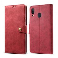 Lenuo Leather tok Samsung Galaxy A30 készülékhez, piros - Mobiltelefon tok
