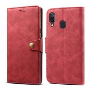 Lenuo Leather tok Samsung Galaxy A40 készülékhez, piros - Mobiltelefon tok