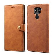 Lenuo Leather for Xiaomi Redmi Note 9, Brown - Phone Case