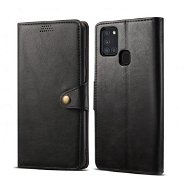 Lenuo Leather Samsung Galaxy A21s fekete tok - Mobiltelefon tok