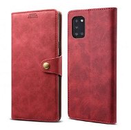 Lenuo Leather tok Samsung Galaxy A31 készülékhez, piros - Mobiltelefon tok