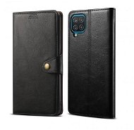Lenuo Leather Samsung Galaxy A12 fekete tok - Mobiltelefon tok
