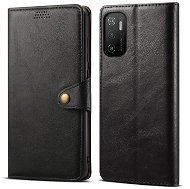Lenuo Leather Xiaomi Poco M3 Pro 5G/Redmi Note 10 5G fekete tok - Mobiltelefon tok