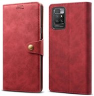 Lenuo Leather Xiaomi Redmi 10 piros flip tok - Mobiltelefon tok