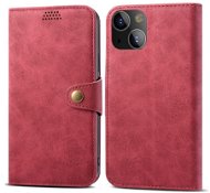 Lenuo Leather Flip-Hülle für iPhone 13 Mini, rot - Handyhülle