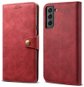 Lenuo Leather Flip tok a Samsung Galaxy S21 FE 5G készülékhez - piros - Mobiltelefon tok