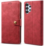 Lenuo Leather Samsung Galaxy A13 - piros flip tok - Mobiltelefon tok