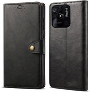 Lenuo Leather flip case for Xiaomi Redmi 10C, black - Phone Case