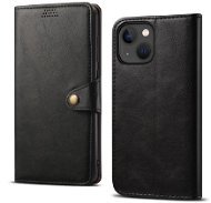 Lenuo Leather flip iPhone 14, fekete tok - Mobiltelefon tok