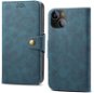 Lenuo Leather iPhone 14 Plus kék flip tok - Mobiltelefon tok