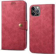 Lenuo Leather flipové puzdro pre iPhone 14 Pro Max, červené - Puzdro na mobil