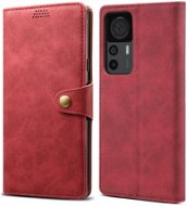 Lenuo Leather Xiaomi 12T/12T Pro piros flip tok - Mobiltelefon tok