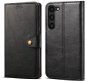Lenuo Samsung Galaxy S23 fekete bőr flip tok - Mobiltelefon tok
