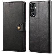 Lenuo Samsung Galaxy A14 4G/5G fekete bőr flip tok - Mobiltelefon tok